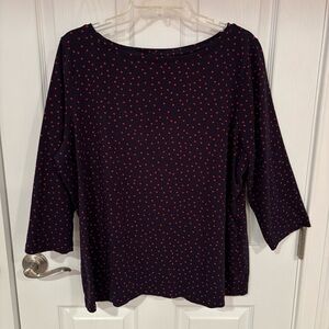 Talbots Navy Shirt with Red Dots